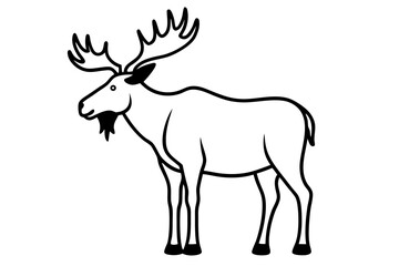 line art Moose standing in forest silhouette illustration