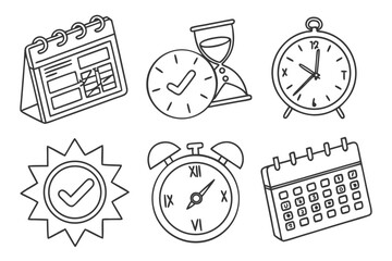 Fototapeta premium Clock calendar hourglass time management appointment schedule reminder planning deadline organization 100 on transparent background
