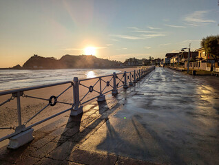 Ribadesella promenade and beach, Ribadesella, Asturias, Spain