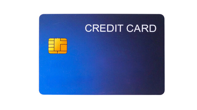 Sleek blue credit card with a prominent golden chip, symbolizing modern financial transactions and secure digital payments for consumer convenience and global commerce