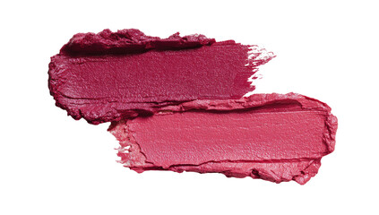 Two swatches of vibrant, magenta-toned lipstick
