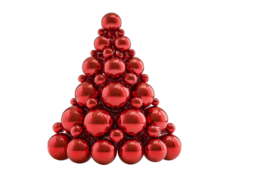 red christmas tree made of glass balls xmas baubles