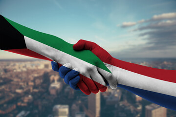 Shaking hands Kuwait and_Netherlands