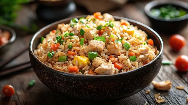 traditional peruvian flavorful chifa arroz chaufa fried rice