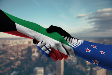 Shaking hands Kuwait and_New Zealand