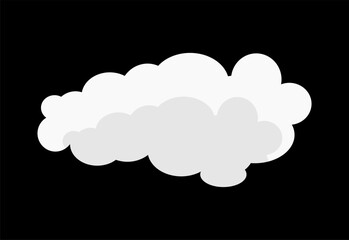 Flat vector illustration of the sun partially covered by clouds on a black sky background. Simple weather icon design for forecast apps, climate graphics, and educational materials