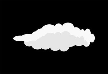 Flat vector illustration of the sun partially covered by clouds on a black sky background. Simple weather icon design for forecast apps, climate graphics, and educational materials