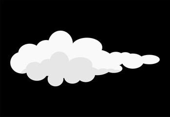 Flat vector illustration of the sun partially covered by clouds on a black sky background. Simple weather icon design for forecast apps, climate graphics, and educational materials