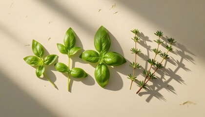 Fresh Herbs Flat Lay on Recycled Paper Background