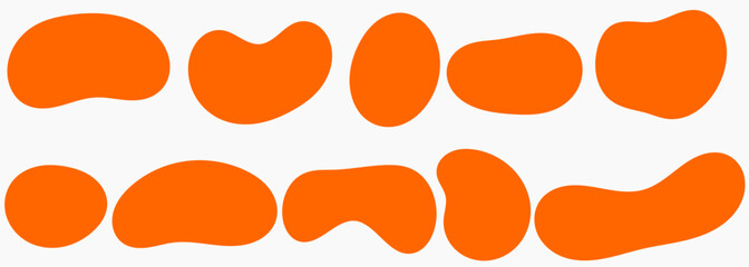 Abstract organic blob shapes set. Freeform fluid orange design elements. Modern amoeba style splashes. Geometric vector blobs and decorative banners for creative design.