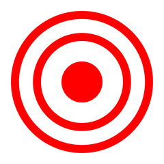 Red concentric circles vector design. Abstract bullseye target symbol, radar waves, and signal icon for logos, posters, backgrounds, and graphic design elements.