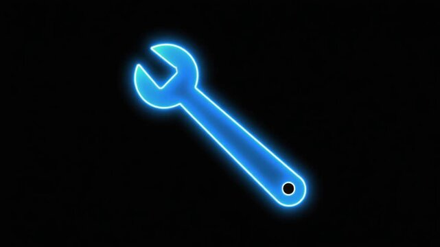 Neon blue wrench icon