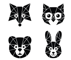 Black and white icons set with various symbols