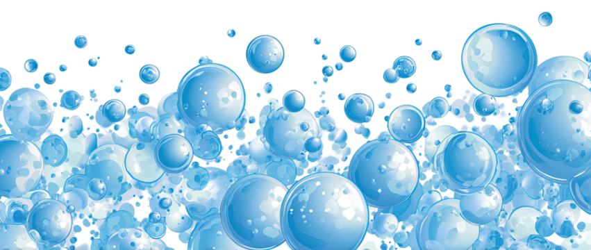 A multitude of light blue bubbles,  a frothy mix