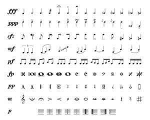 Set of musical notes - Music notes symbols - Black icons.