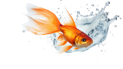 Fish Jumping Out of Water PNG Isolated on White Background for Fishing, Wildlife, and Nature Design