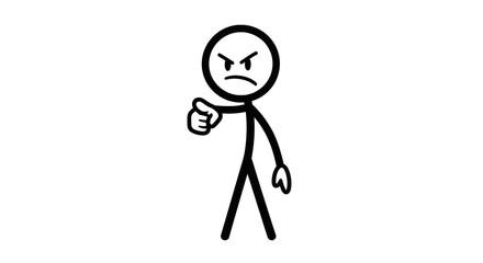 Angry Stick Figure Thumbs Down Gesture