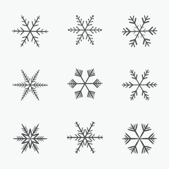 snowflake set vector illustration isolated on white background.