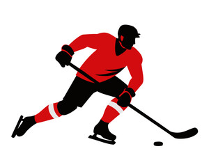 Obraz premium Hockey player silhouette illustration isolated on white background