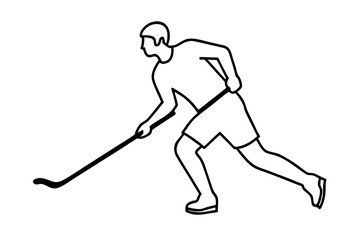 line art Hockey player silhouette illustration  isolated on white background