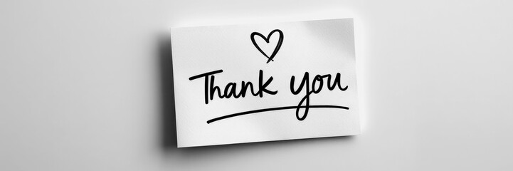 Simple thank you note with heart illustration