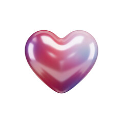 Iridescent heart symbol representing love and affection with a glossy finish, suitable for various digital expressions and creative designs