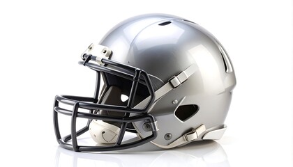Fototapeta premium Silver Football Helmet - Protective Gear for American Football Players.
