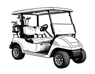 Hand-drawn sketch of a golf cart