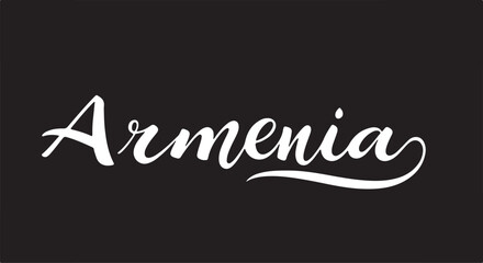 Obraz premium Armenia with modern style calligraphy style by wave style bold elements in silhouette white background۔