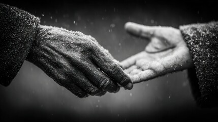 Helping hand outstretched in black and white, concept of support and International Day of Peace