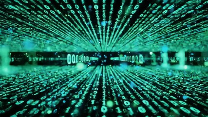 Data flowing. Binary code tunnel, background abstract lights. Tech, security, networks - Powered by Adobe