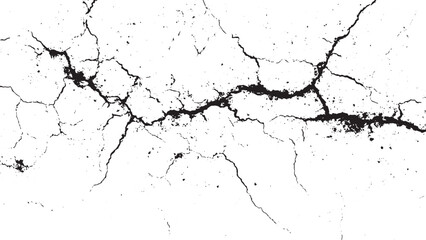 Cracked Concrete Wall Texture Vector – Dusty Grunge Rusty Scratch Distress Ground Cracks Vector – Horizontal Land Surface Breaks Isolated on Background