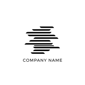 Abstract logo design with parallel lines forming a circle.