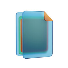 A 3D file icon featuring a glass effect, set against a white background.