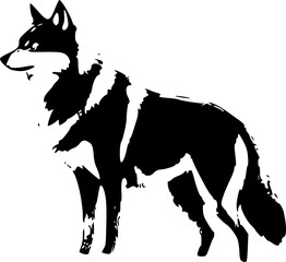 Black and white frame of a wild wolf, symbolizing strength and wilderness