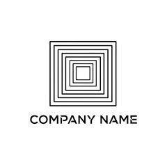 Minimalist concentric squares geometric logo design.