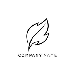 Simple black line art leaf logo for company branding.