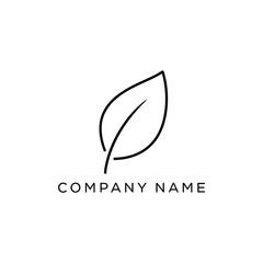 Simple minimalist leaf line art logo design icon.