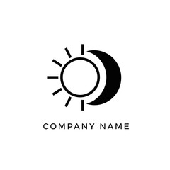 Fototapeta premium Sun and moon logo design minimalist graphic.