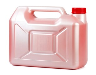 Pink plastic container, red cap, rectangular shape