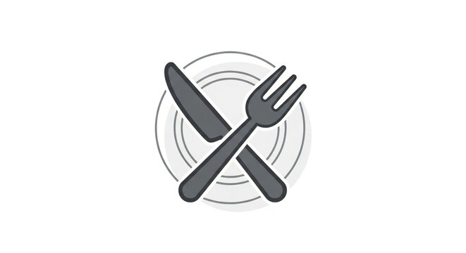Restaurant icon of a plate, knife, and fork, perfect for dining, food, and eatery designs