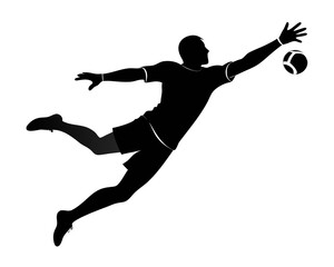 Football goalkeeper save silhouette illustration  isolated on white background
