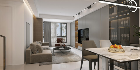 modern living room, 2d render