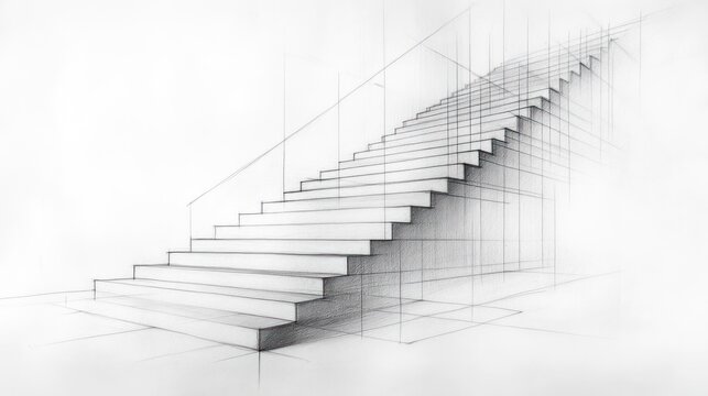 Modern stair sketch architectural design