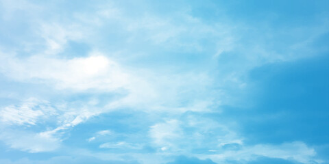 Fototapeta premium Blue air daylight natural fresh clouds fluffy panorama atmosphere love canvas white background image surface splashed wallpaper.