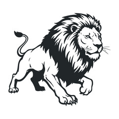 Obraz premium Majestic lion roaming in the wild nature scene wildlife photography close-up animal behavior. Vector illustration