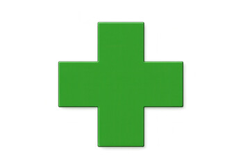 Fototapeta premium Green cross symbol is isolated on transparent background, representing healthcare, medicine, pharmacy, and first aid services