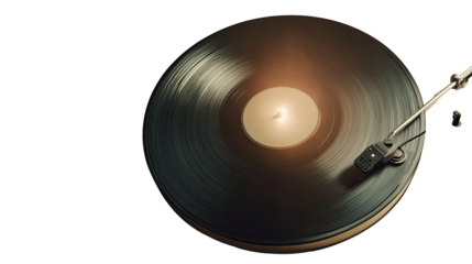Close-up of a spinning vinyl record