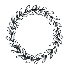 Artistic leaf wreath design nature illustration minimalist style close-up decorative concept. Vector illustration
