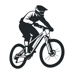 Mountain biker performing tricks outdoor trails digital artwork dynamic environment action-focused viewpoint. Vector illustration